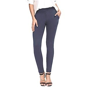 Bamans Gray Skinny Leg Work Pull On Slim Stretch Yoga Dress Pants, Women's Sz. S